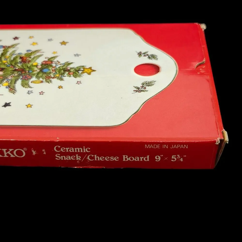 Nikko Happy Holidays Ceramic Christmas Tree Snack Cheese Board Japan New in Box